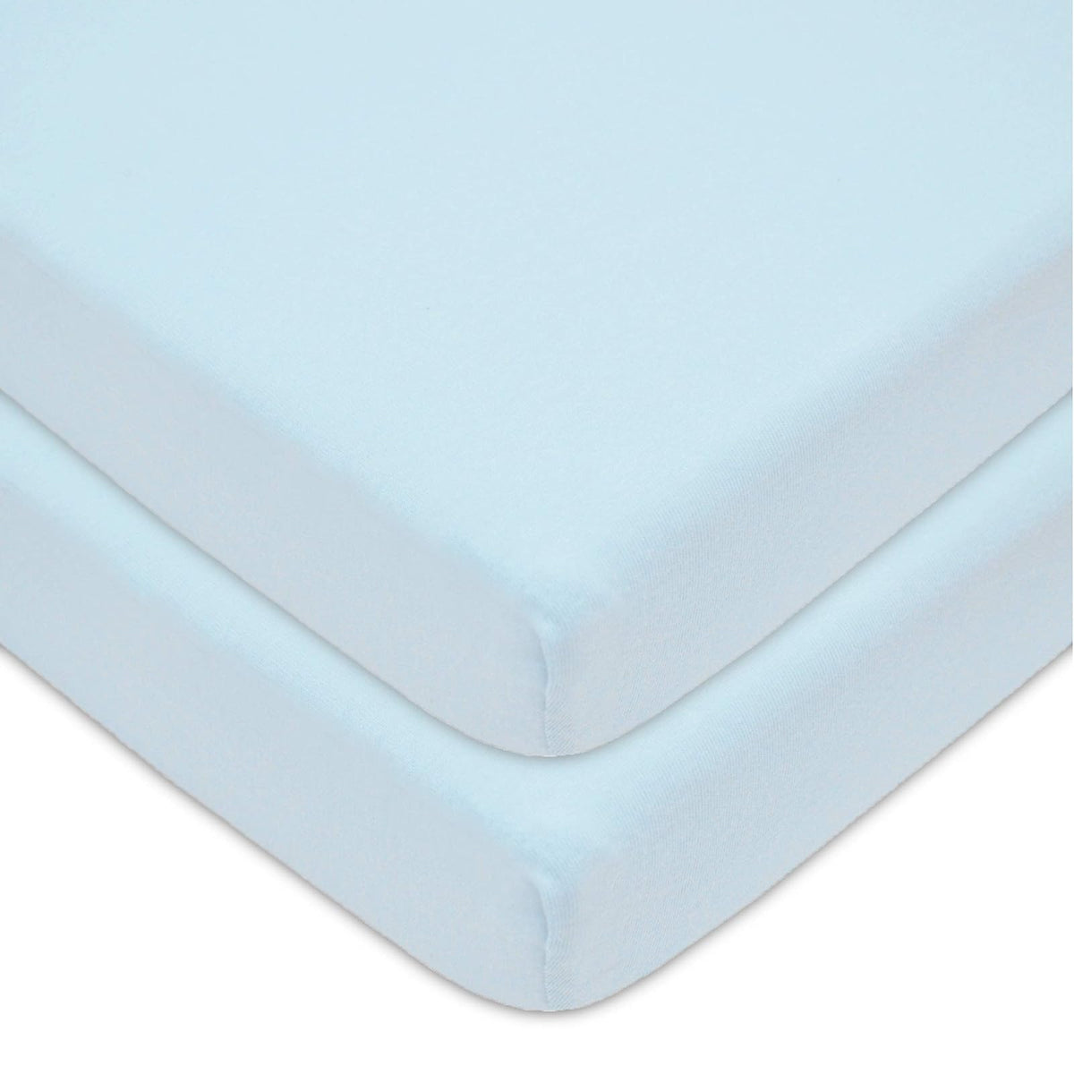 American Baby Company Sábana Ajustable de Algodón para Mini Cuna - Azul - 2 Piezas