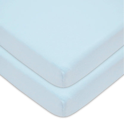 TL Care Sábanas Ajustables 100% Algodón, Paquete de 2 - Paquete de 2 - Azul