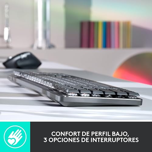 Logitech MX Mechanical Teclado Inalámbrico Iluminado de Desempeño, con Interruptores Táctiles Silenciosos, Teclas Retroiluminadas, Bluetooth, USB-C, macOS, Windows, Linux, iOS, Android, Metal