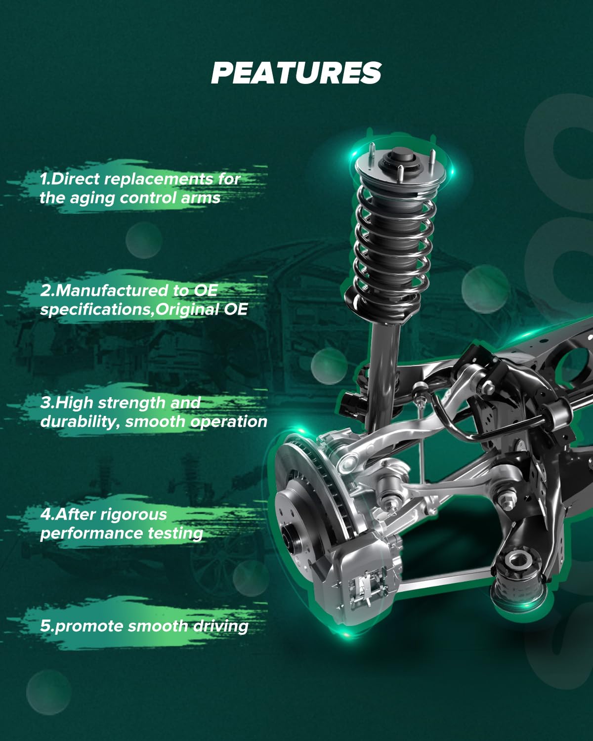 SCITOO Juego de 10 Piezas de Suspension para Toyota Corolla 2009-2013, Brazo de Control Inferior y Rotula, 843753