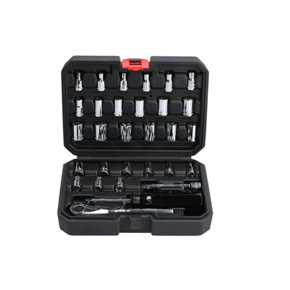 Urrea Herramientas 4700CB Urrea Juego de dados y accesorios 1/4" de 30 piezas en estuche plástico, color, pack of/paquete de 30