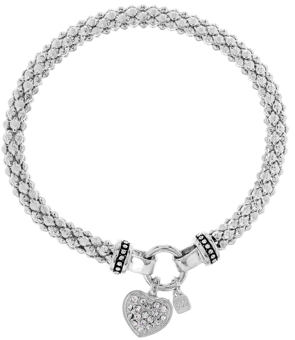Nine West - Pulsera elástica para mujer con diseño de corazón pavé - Tono plateado