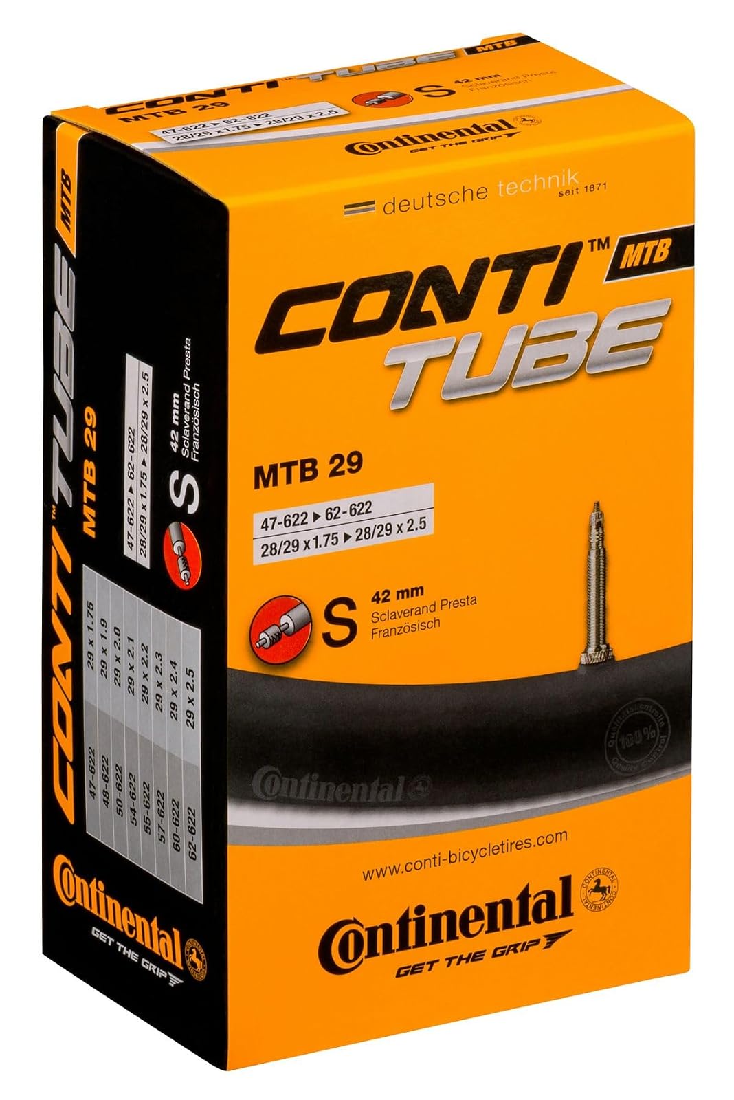 Continental Tubo de válvula Presta de 60 mm - Negro - 29 inch (47-62 - 622)