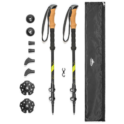 Cascade Mountain Tech 100% Fibra de Carbono Bastones de Trekking Quick Lock