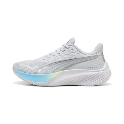 PUMA Pounce Lite Tenis para Correr Unisex - 26.5 cm - Silver Mist-Vibrant Blue-Apple Spritz
