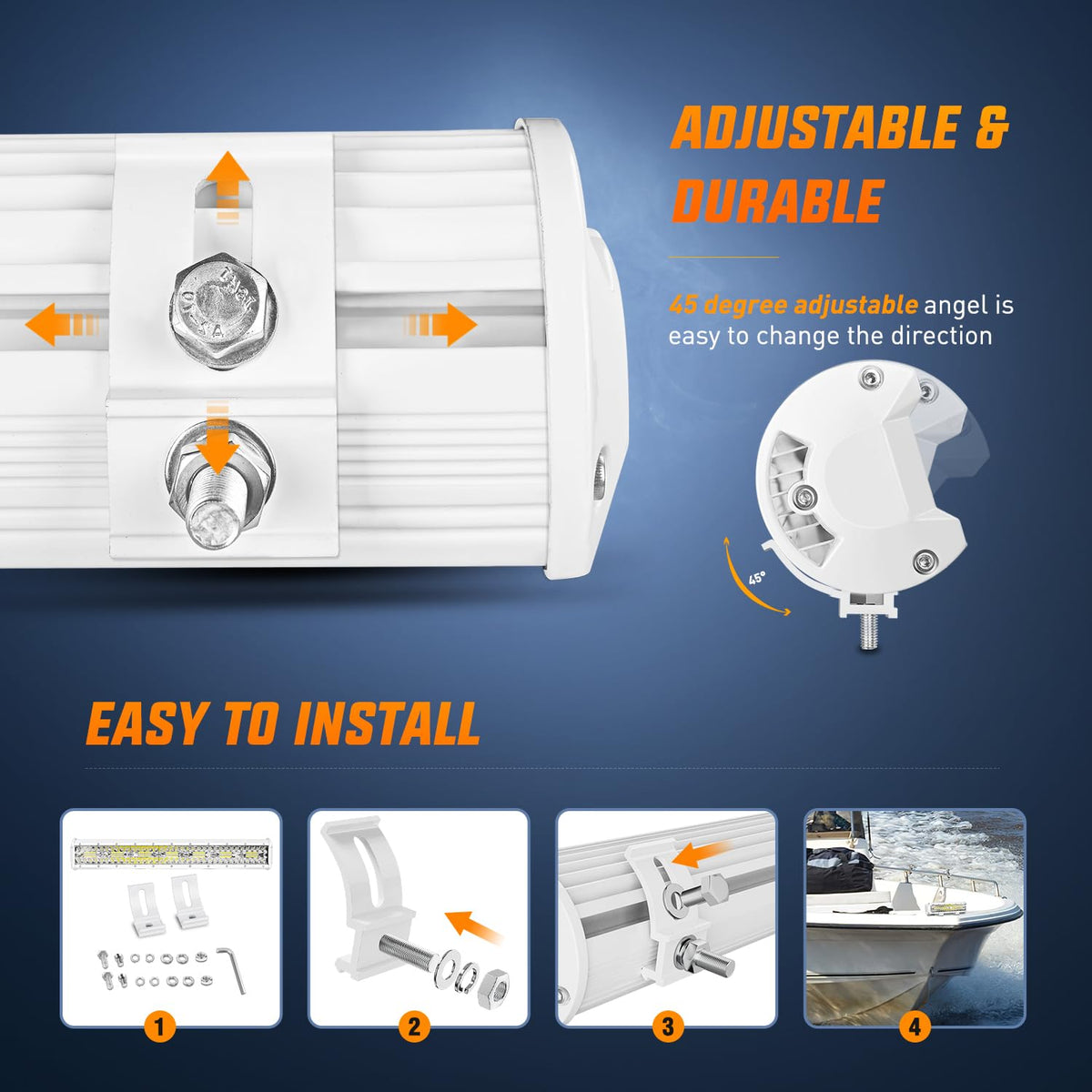 Nilight 18062CW Barra de Luz LED de Navegación Marina de 12 Pulgadas, Combo Punto/Inundación Blanco, para Barco