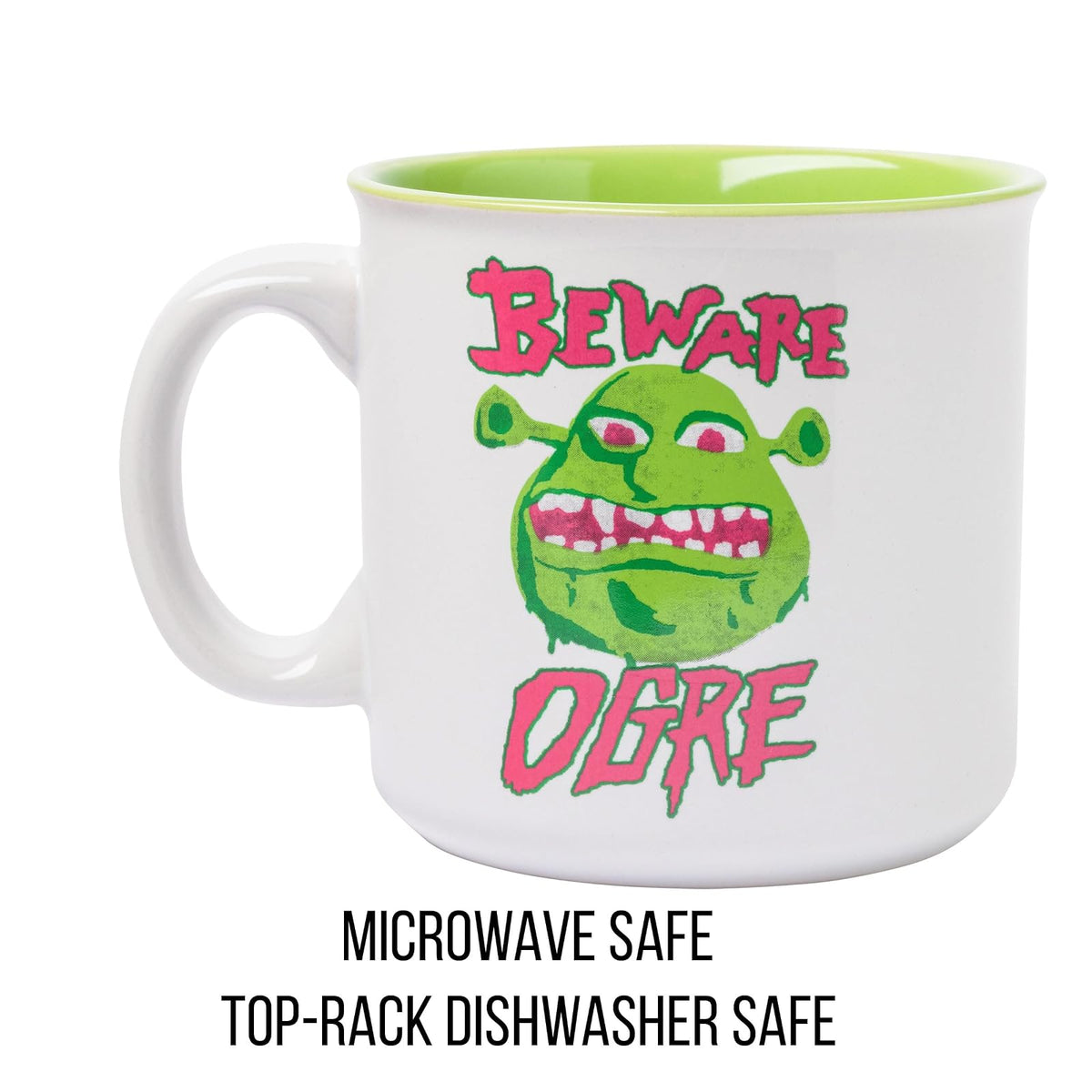 Silver Buffalo Shrek Beware - Taza de cerámica para campista (20 oz)