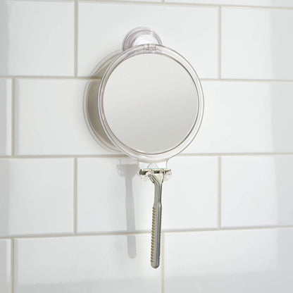 InterDesign Power Lock Espejo de baño para afeitarse, Espejo de Maquillaje a Prueba de roturas en plástico con Ventosa Resistente, Transparente