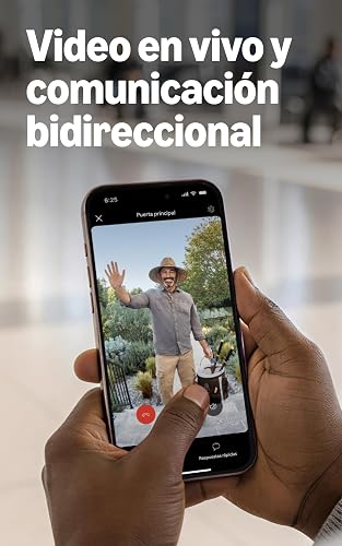 Videotimbre inalámbrico Ring (ultimo modelo): Retinal 2K con video de gran angular, zoom mejorado hasta 6x, comunicación bidireccional y batería integrada (café moteado)