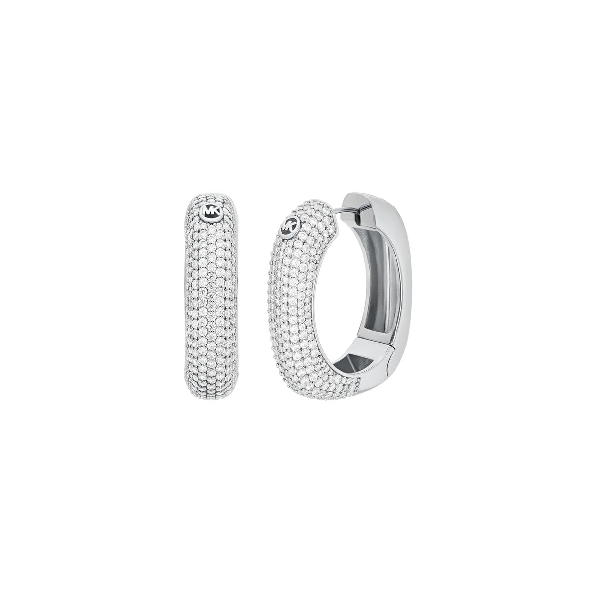 Aretes de aro Metallic Muse de Michael Kors de latón en tono plateado para mujer, MKJ8604040