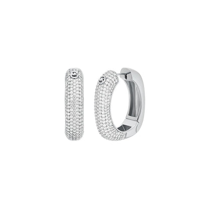 Aretes de aro Metallic Muse de Michael Kors de latón en tono plateado para mujer, MKJ8604040