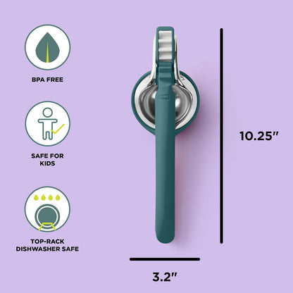 Chef'n FreshForce Exprimidor de limón de cítricos, prensa manual de mano con mecanismo de doble engranaje para una extracción máxima de jugo, verde Collard
