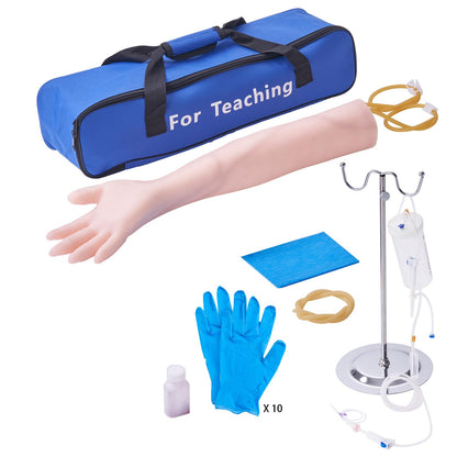 VEVOR Kit de Práctica de Flebotomía Venipuntura de Látex 12 Pcs Modelo Avanzado de Punción Venosa del Brazo 55x11x8cm Kit de Brazo de Práctica Intravenoso para Médico Aprendiz de Inyección Intravenosa