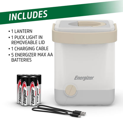 Energizer LightxPower - Linterna de camping con cubeta, X1000, recargable de doble potencia, batería AA, IPX4, resistente al agua