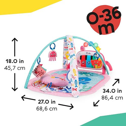 Baby Einstein Kickin’ Tunes - Gimnasio de Actividades 4 en 1 para bebé, con música y Luces, Dos Barras de Juguetes, Piano de Juguete para Aprender español, inglés, francés y alemán (Rosa)