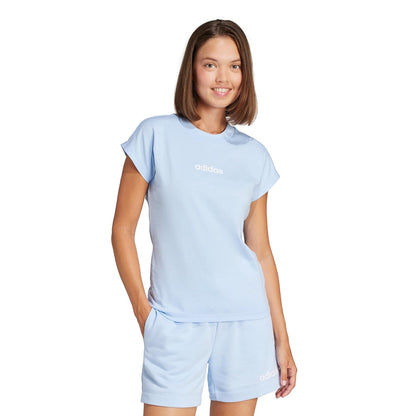 adidas Linear Playera Deportiva Mujer - M - Azul - Blanco