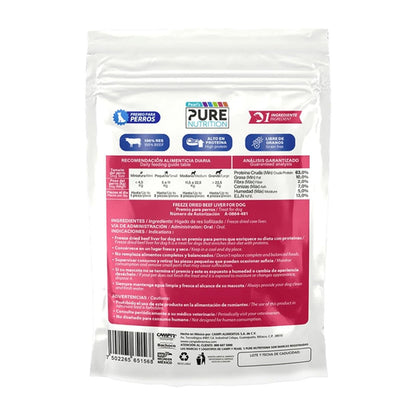 Pearl's Pure Nutrition CAMPI, Premios para Perro, Hígado de Res Liofilizado, 100% Natural, Contienen 63% de Proteína, 100 g