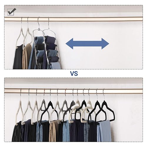 SONGMICS Perchas para Pantalones , Juego de 3, Metal, Ahorran Espacio, Estable con Acolchado Antideslizante, Barras de Columpio, para 5 Vaqueros Cada Una, Traje, Bufandas, Corbatas MCRI041BK