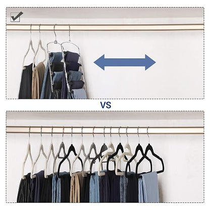 SONGMICS Perchas para Pantalones , Juego de 3, Metal, Ahorran Espacio, Estable con Acolchado Antideslizante, Barras de Columpio, para 5 Vaqueros Cada Una, Traje, Bufandas, Corbatas MCRI041BK