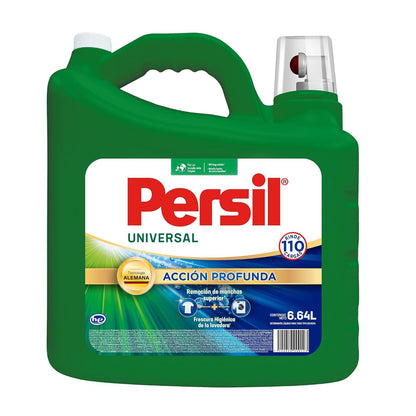 Persil Detergente Gel Universal 6.64L - 96 Cargas | Acción profunda, aroma fresco, biodegradable, toda la ropa, tecnología alemana