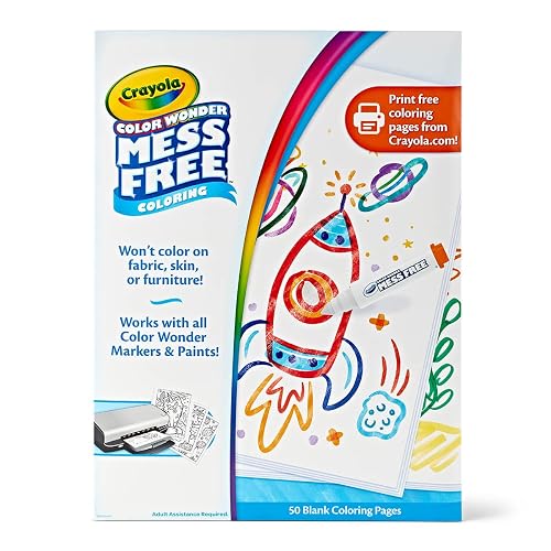 CRAYOLA Color Wonder Mess Free – Refill de Hojas Blancas | 50 hojas, tecnología Mess Free, compatible con impresoras