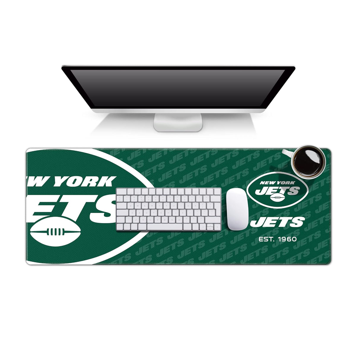 YouTheFan Tapete para Escritorio NFL con Logo de tu Equipo - 30.5 x 80 cm - New York Jets