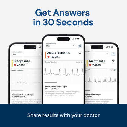 AliveCor® KardiaMobile Monitor ECG | Aprobado por FDA y CE| ECG inalámbrico personal |Funciona con smartphone | Detecta Fibrilación Auricular, Taquicardia y Bradicardia en 30 segundos