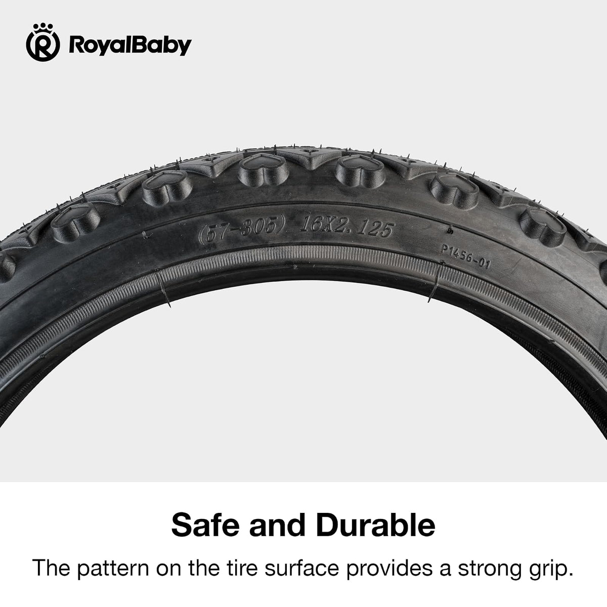 RoyalBaby - Neumático de Salida para Bicicleta, 12 Pulgadas, Ancho 2.15 Pulgadas, Negro