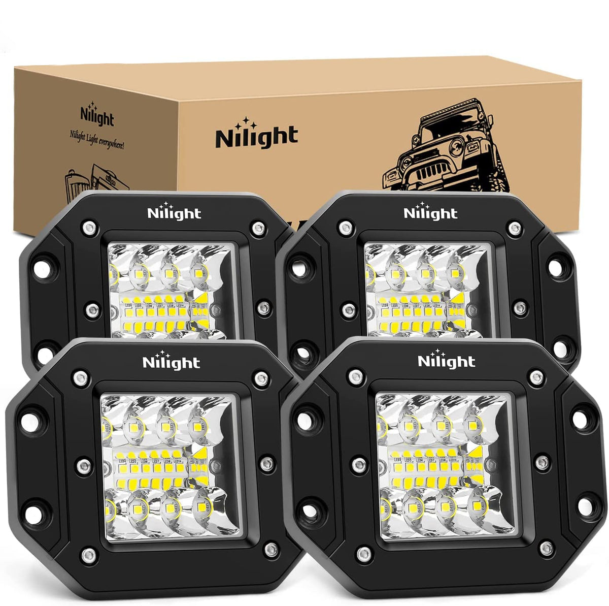 Nilight Cápsulas LED 6 Pulgadas 39W Combo Spot/Flood - blanco