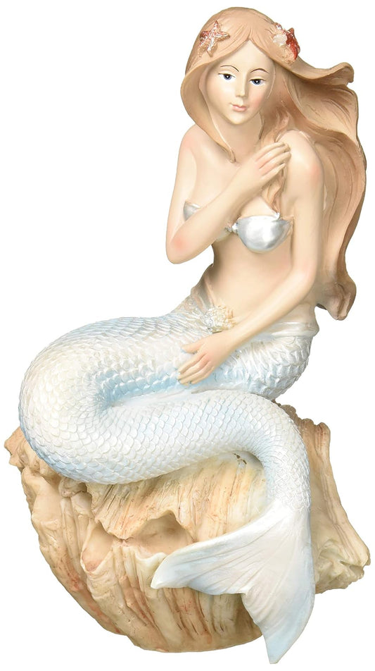 Beachcombers SS-BCS-03191 - Figura de Sirena sentada, 22,8 cm, Color Crema