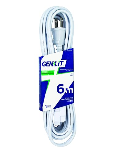 SANELEC, Extensión, Barra Multicontacto, 8 Entradas, Cable de 90 cm, Modelo 1310 + Genlit GL-XTDO6MB Extension Domestica, color Blanca, 6 m