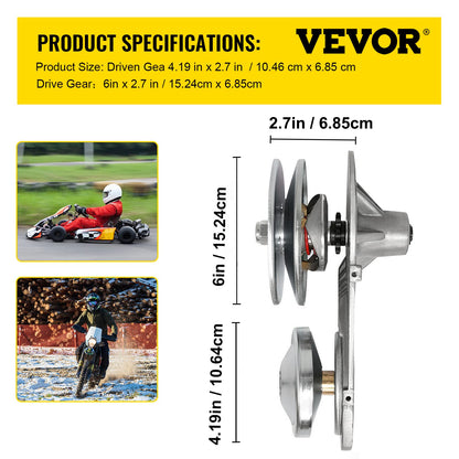 VEVOR Embrague de Transmisión Motor de 2 a 8 HP Embrague de Transmisión de Alta Resistencia 2000 RPM con Ruedas de Diseño Asimétrico y Correa de Goma Embrague Resistente y Duradero para Varios Motores