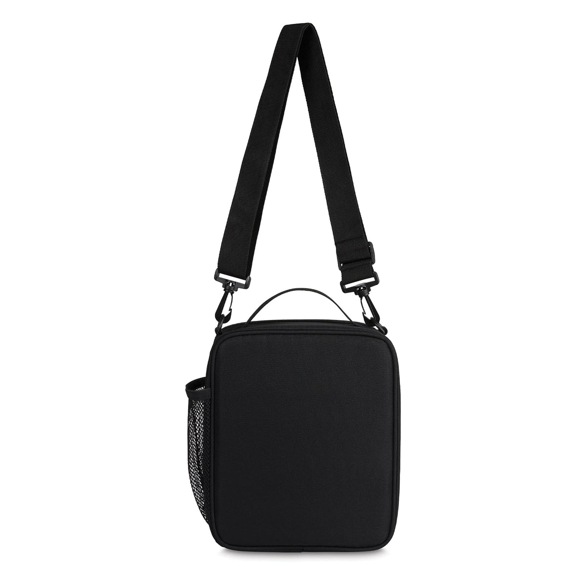 PackIt® - Fiambrera cruzada congelable, negra, construida con tecnología ECOFREEZE®, totalmente congelable, plegable, reutilizable, con asa superior, bolsillo frontal deslizante. Llevar sin esfuerzo