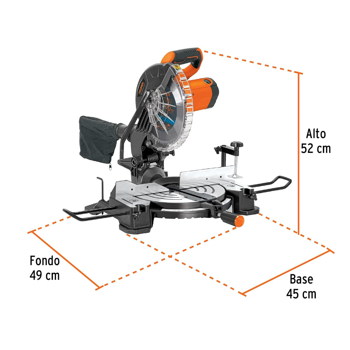 Truper SINCO-10-3, Sierra de inglete 10" compuesta 1800 W, 127 V / 60 Hz