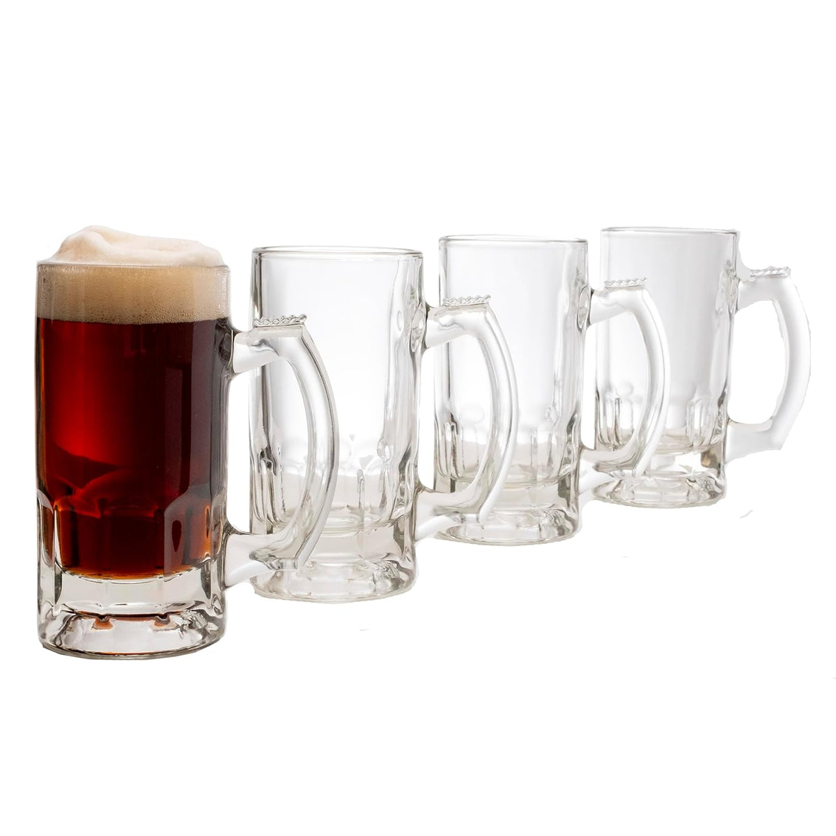 Libbey Craft Brews - Juego de tazas de cerveza de vidrio, juego de 4 vasos de cerveza grandes para servir Ales y Lagers, tazas de cerveza de vidrio atemporales para congelador