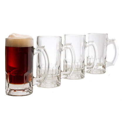 Libbey Craft Brews - Juego de tazas de cerveza de vidrio, juego de 4 vasos de cerveza grandes para servir Ales y Lagers, tazas de cerveza de vidrio atemporales para congelador