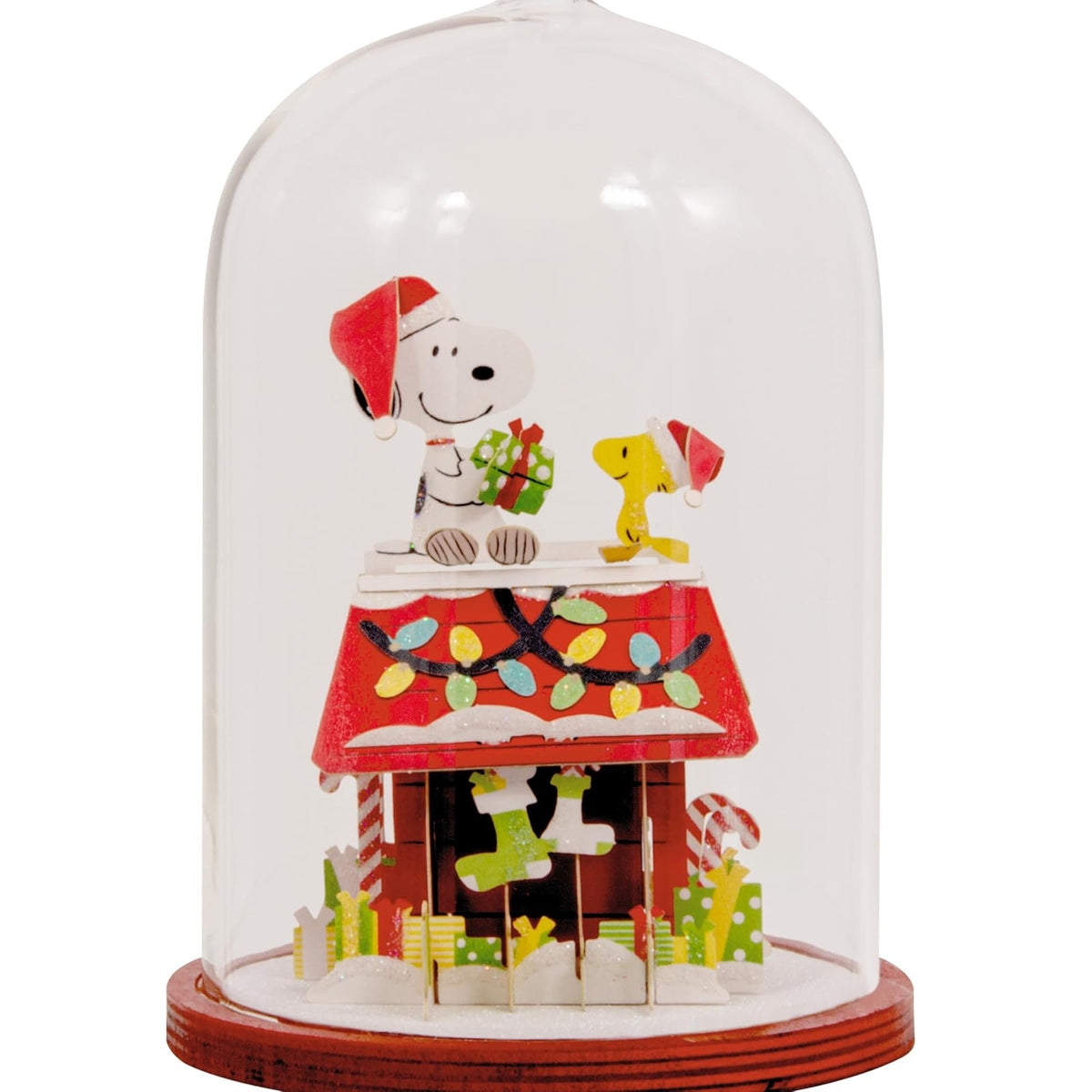 Hallmark Peanuts Snoopy's Doghouse Cloche - Adorno de Navidad, Vidrio y Papel, Regalos para fanáticos de los Cacahuetes