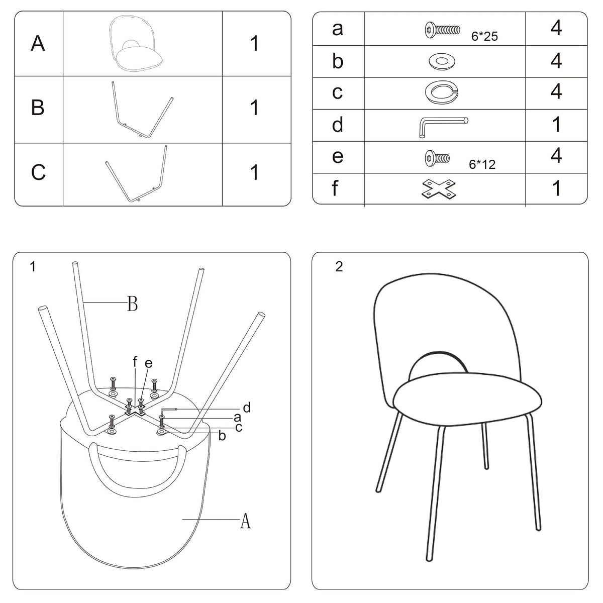 CangLong - Juego de 2 sillas de Comedor, Color Blanco