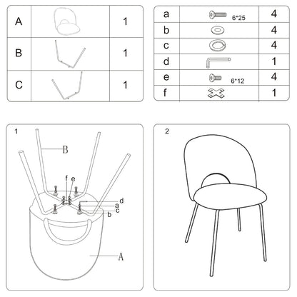 CangLong - Juego de 2 sillas de Comedor, Color Blanco
