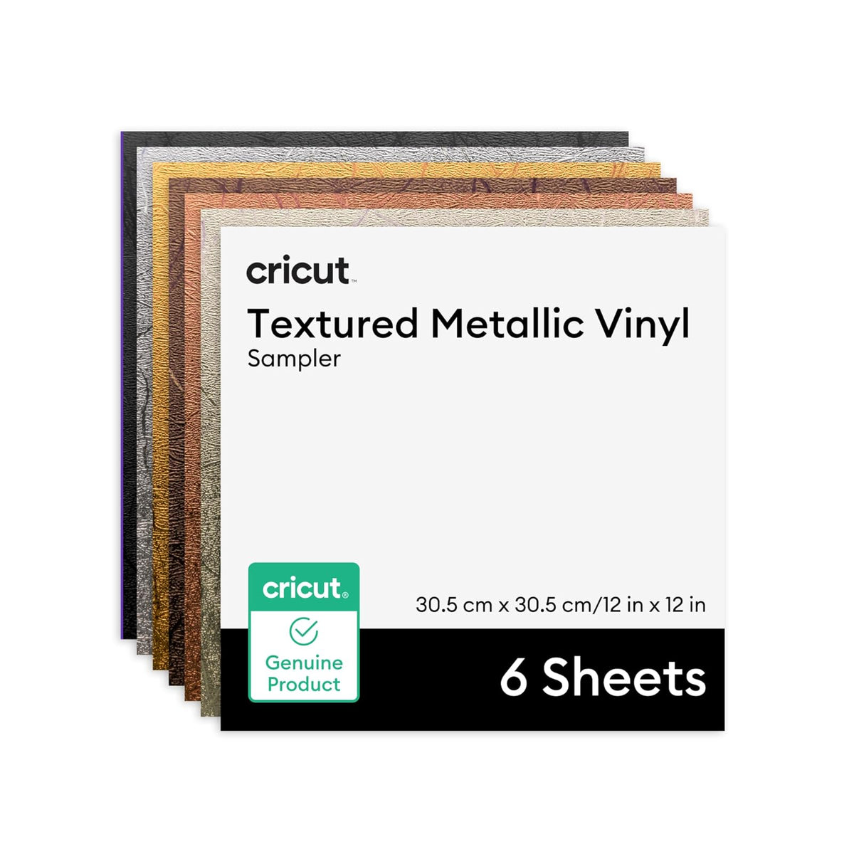 Cricut Shimmer Vinyl Muestreador para Fiestas, 12 x 12 Pulgadas - Texturizado metálico - 12x12 in (6 ct)