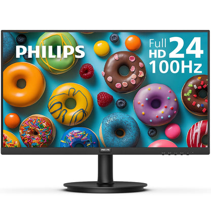 Philips Monitor Full HD de 24 Pulgadas sin Marco (1920 x 1080) de 100 Hz, VESA, HDMI x1, Puerto VGA x1, Cuidado de los Ojos, garantía de reemplazo de 4 años por Adelantado, 241V8LB