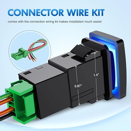 Nilight - Interruptor de botón de luces antiniebla de 12 V con kit de cable conector, repuesto para Toyota Sequoia Highlander Tacoma Tundra 4Runner RAVR Yaris, 2 años de garantía, color negro