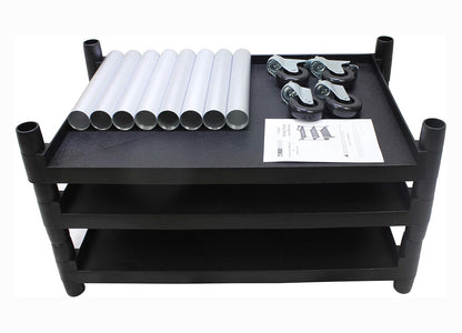 MaxWorks 80774 Carro de Plástico de 3 Estantes, Capacidad 225 lb, Negro