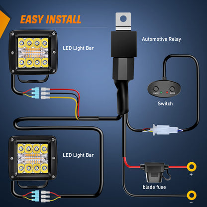 Nilight - 2 Barras de luz de 42 W de 3 Pulgadas, cúbico, luz estroboscópica, Color ámbar Blanco, 6 Modos, función de Memoria, Ideal para Condiciones de Niebla y Nieve, Todoterreno, camión, cuatrimoto