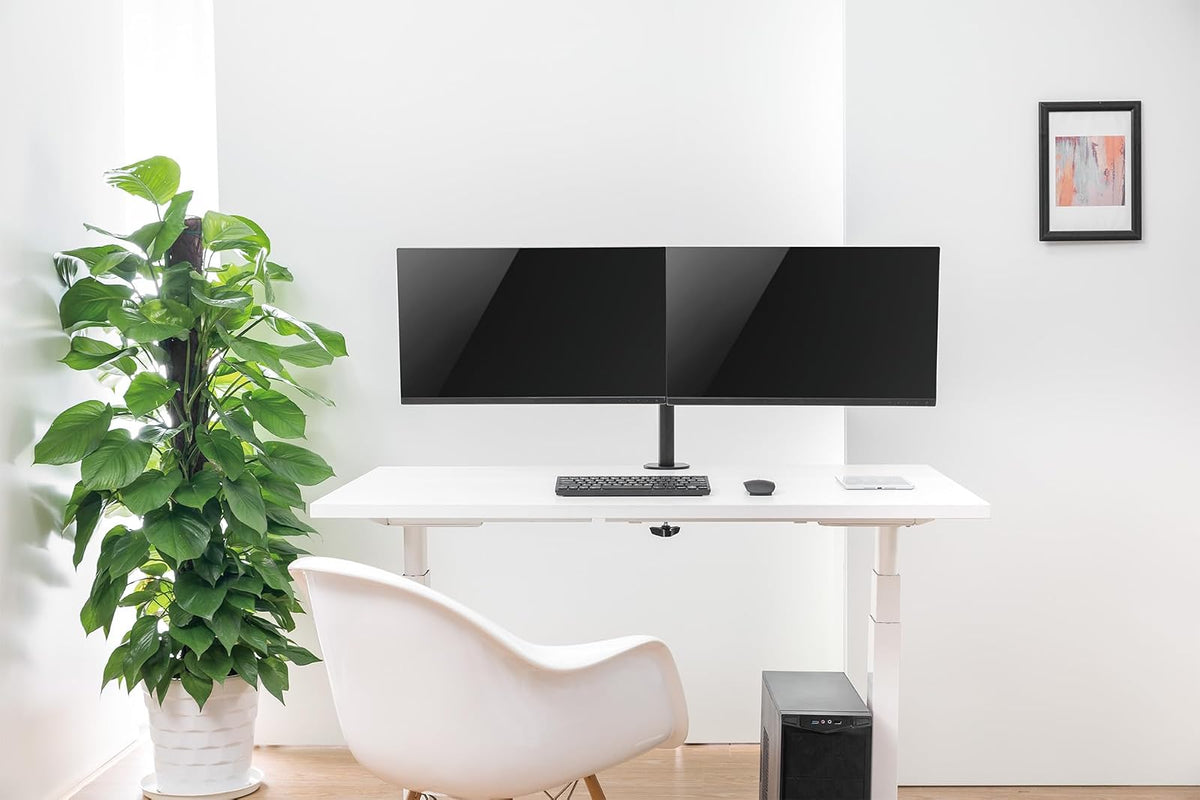 Manhattan - Soporte para Monitor, Adaptable a Pantalla de 13" a 32", hasta 8 kg de Carga, Montaje para 2 Pantallas en Escritorio, para Monitor de Pantalla Plana, Movimiento articulado, Ajuste Altura
