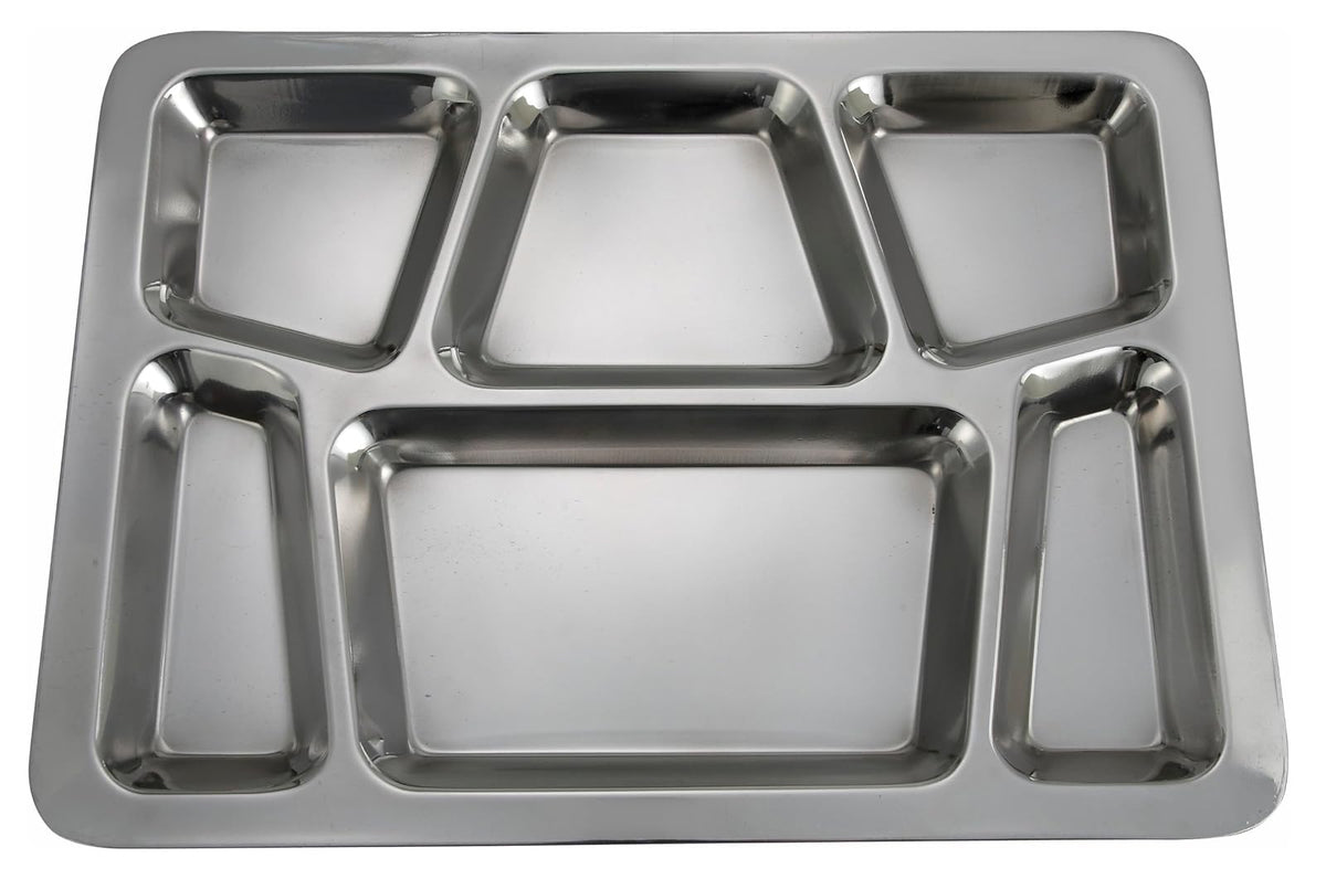Winco - SMT-2 Bandeja de 6 Compartimentos, Estilo B, Acero Inoxidable, Mediano