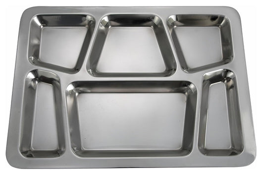 Winco - SMT-2 Bandeja de 6 Compartimentos, Estilo B, Acero Inoxidable, Mediano