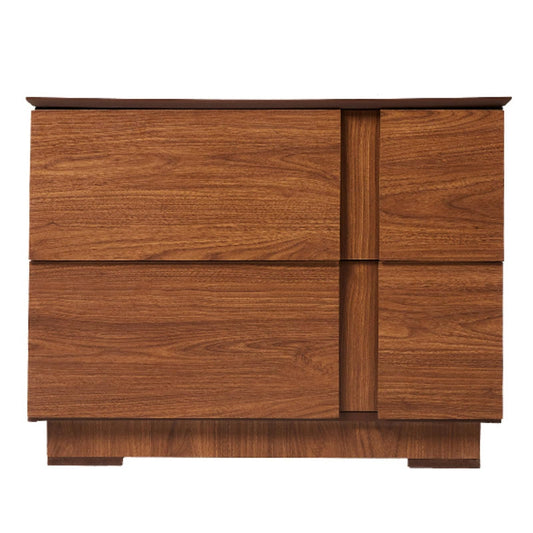 Buró Color Nogal con 2 Cajones con Corredera de Extensión y Estructura de Madera MDF.