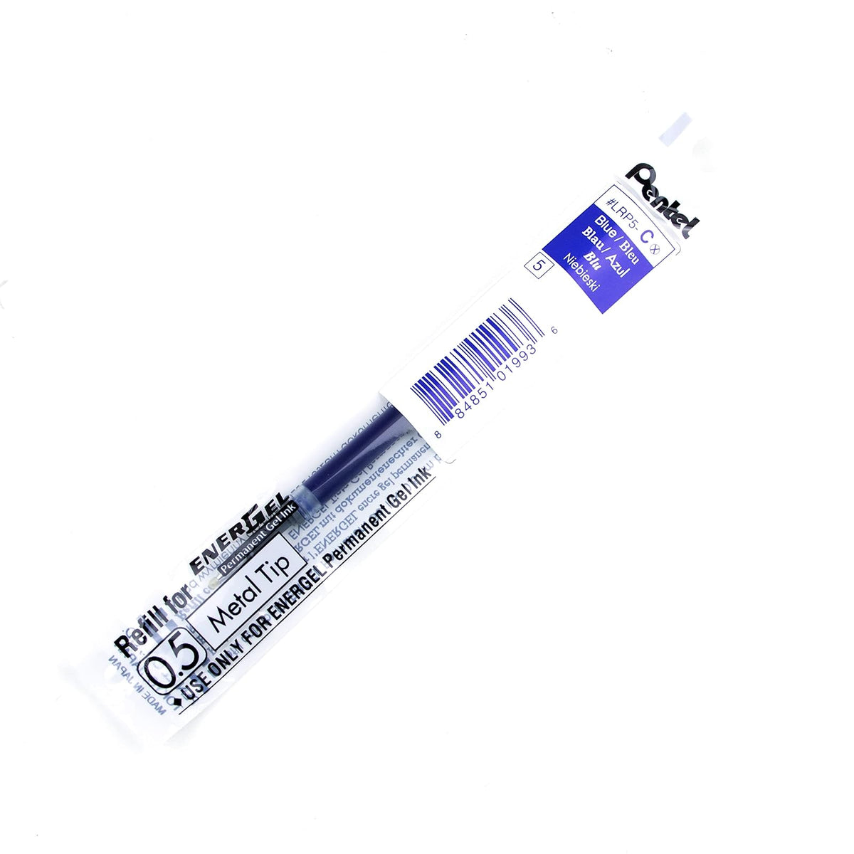Pentel Repuesto para Bolígrafo Tinta Azul Gel Caja con 12 Piezas-LRP5-C
