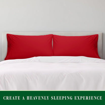 Elegant Comfort - Juego de Funda de Almohada de Lujo Ultra Suave de 2 Piezas, Microfibra de Calidad de Hotel 1500 de Doble Cepillado, Resistente a Las Arrugas, tamaño King, Rojo